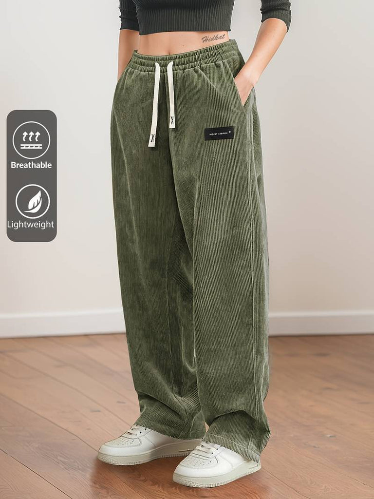 Women’s Relaxed Corduroy Drawstring Straight-Leg Trousers