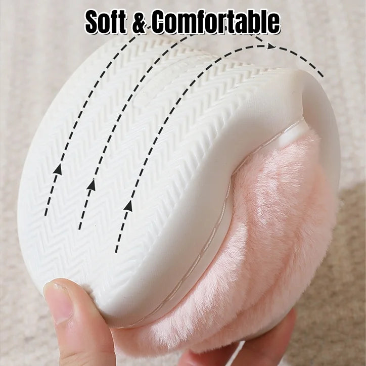 Women’s Cat Face Plush Fleece-Lined House Slippers