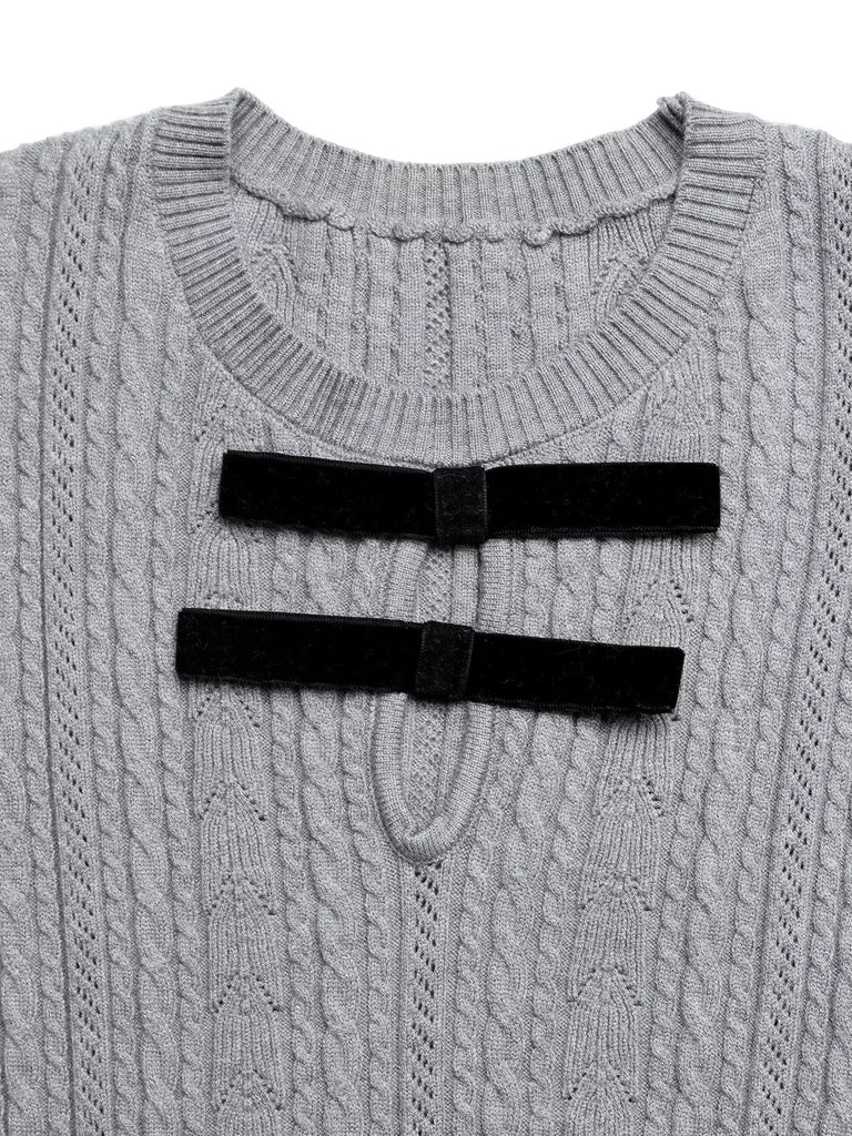 Women’s Cable-Knit Bow-Detail A-Line Sweater Dress