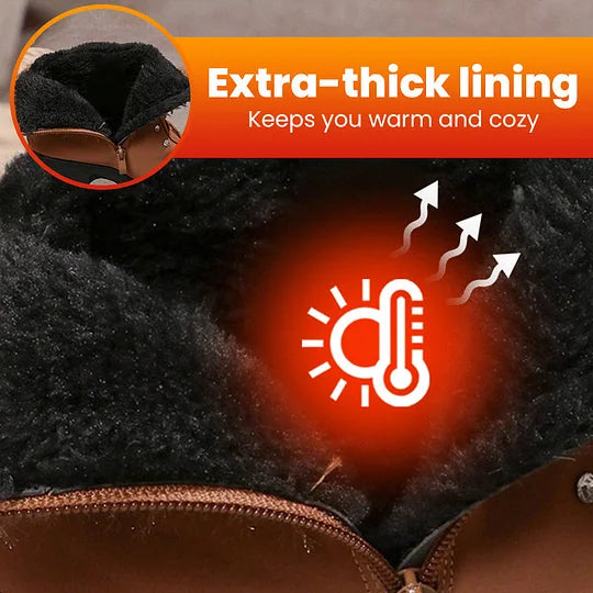 Women’s Warm Chunky Heel Crystal Trim Ankle Boots