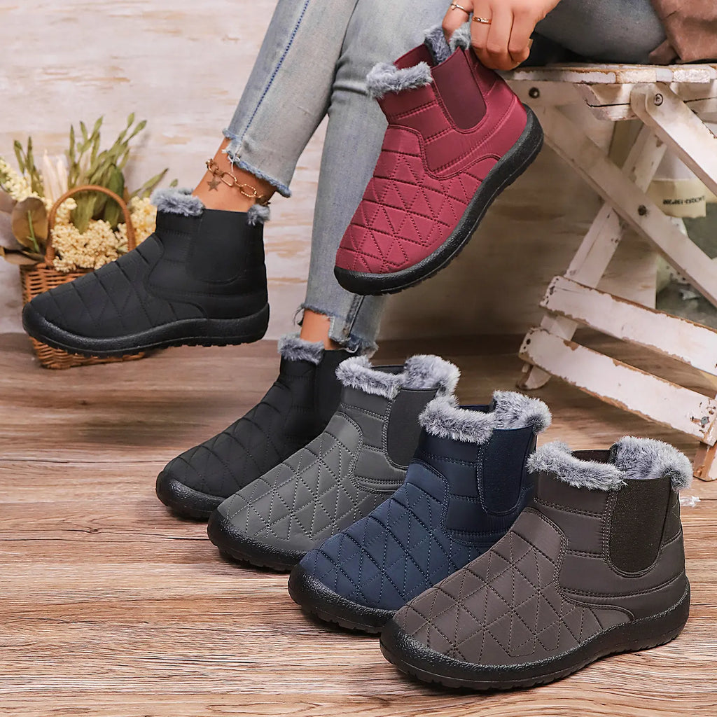 Women’s Fleece-Trim Quilted Winter Ankle Boots