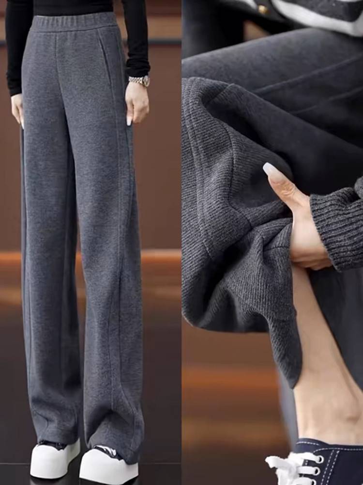 Women’s Fleece Lined High Waist Wide Leg Trousers
