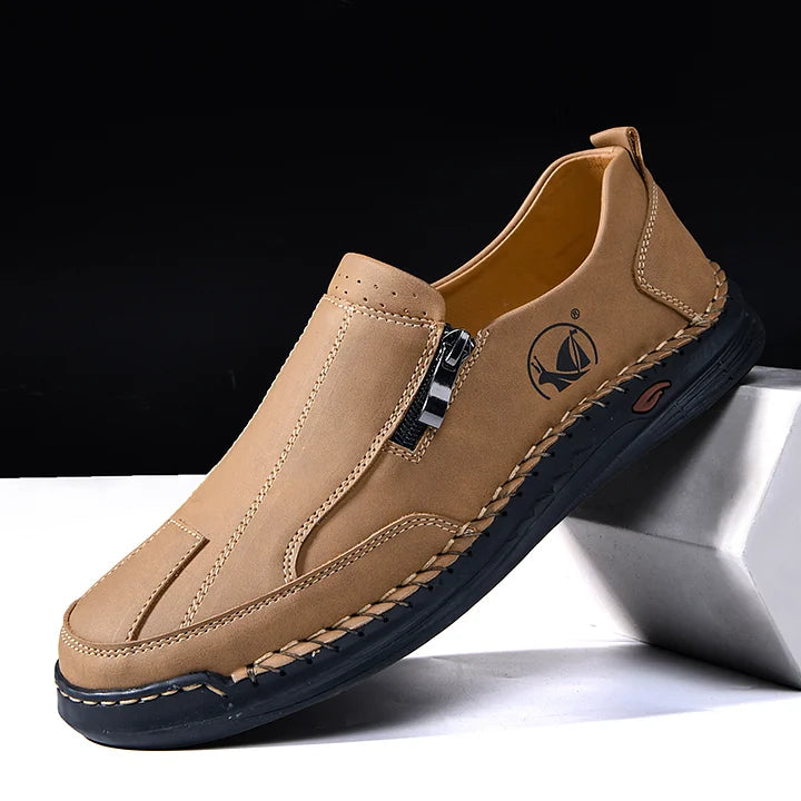 Men's Soft Comfortable Hand-sewn Cowhide Shoes - Wide toe, Orthopedic Insole, Non-slip Rubber Outsole