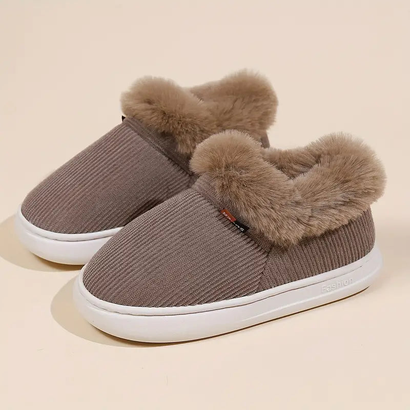 Unisex Warm Booties with Plush Lining - Non-Slip & Durable