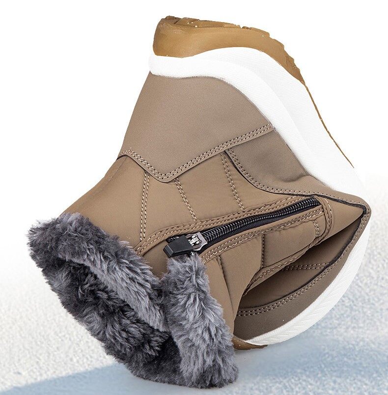 Men’s Fur-Lined Easy-Zip Waterproof Puffer Snow Boots