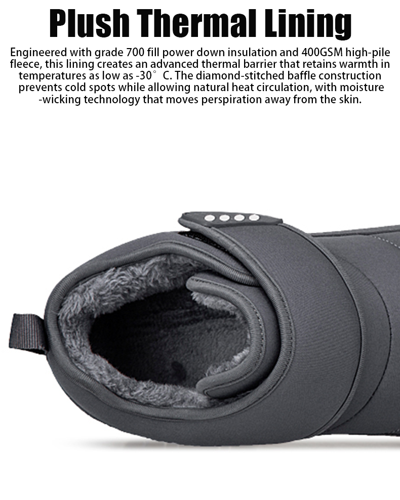 Men’s Fleece-Lined Waterproof Snow Boots with Wide Toe Fit