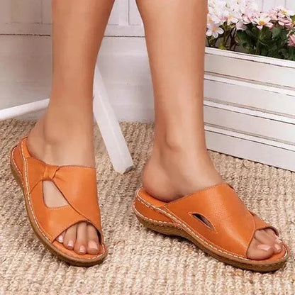 Women's Arch Support Leather-Look Sandals