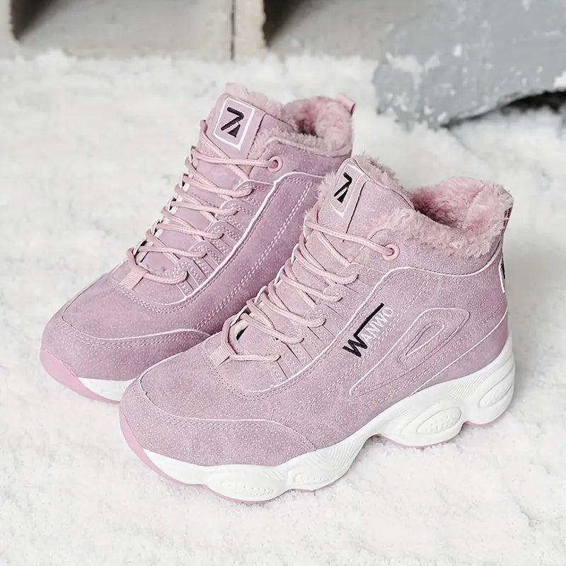 2025 Women’s Fleece-Lined Chunky Mid-Heel Ankle Boots