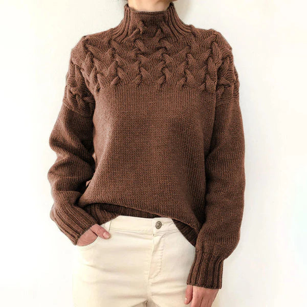 Women’s Braided High-Neck Warm Knit Sweater