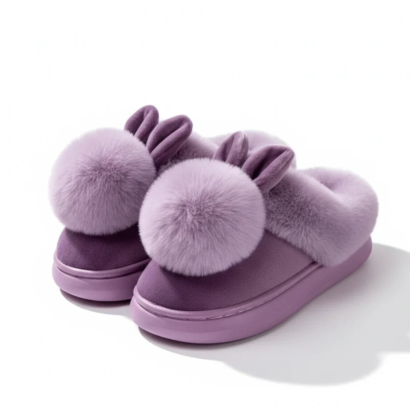 Plush Bunny Ear Slippers