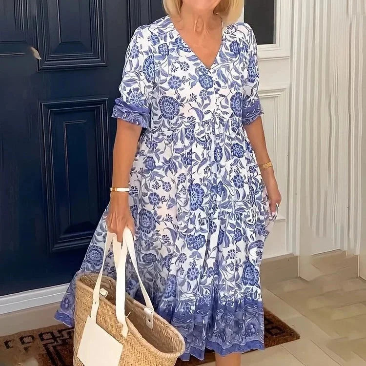 Women’s Boho V-Neck Cotton Summer Dress