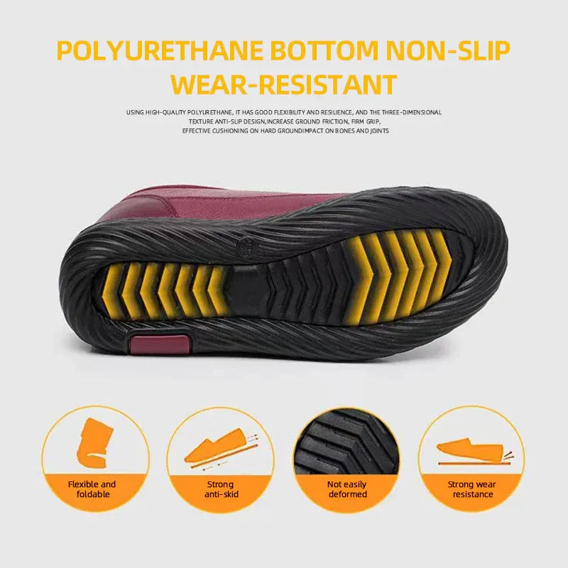 Women’s Winter Fleece-Lined Leather Comfort Shoes