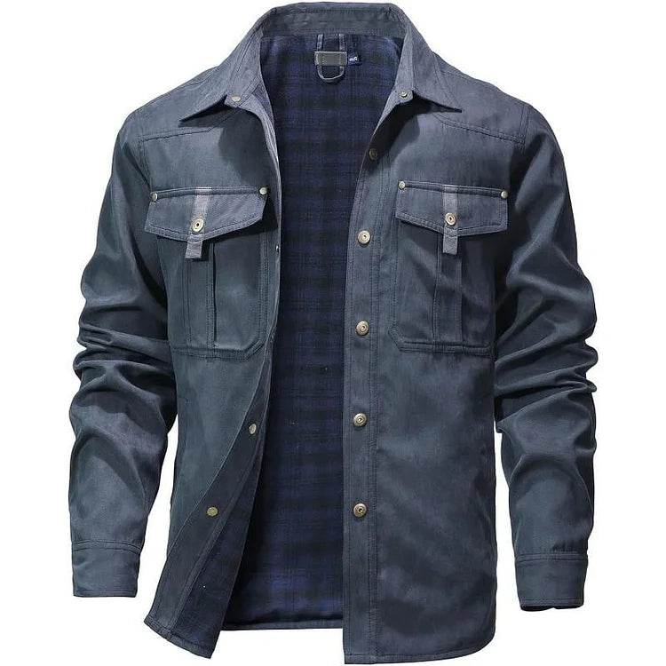 Men’s Flannel-Lined Workwear Shacket Jacket