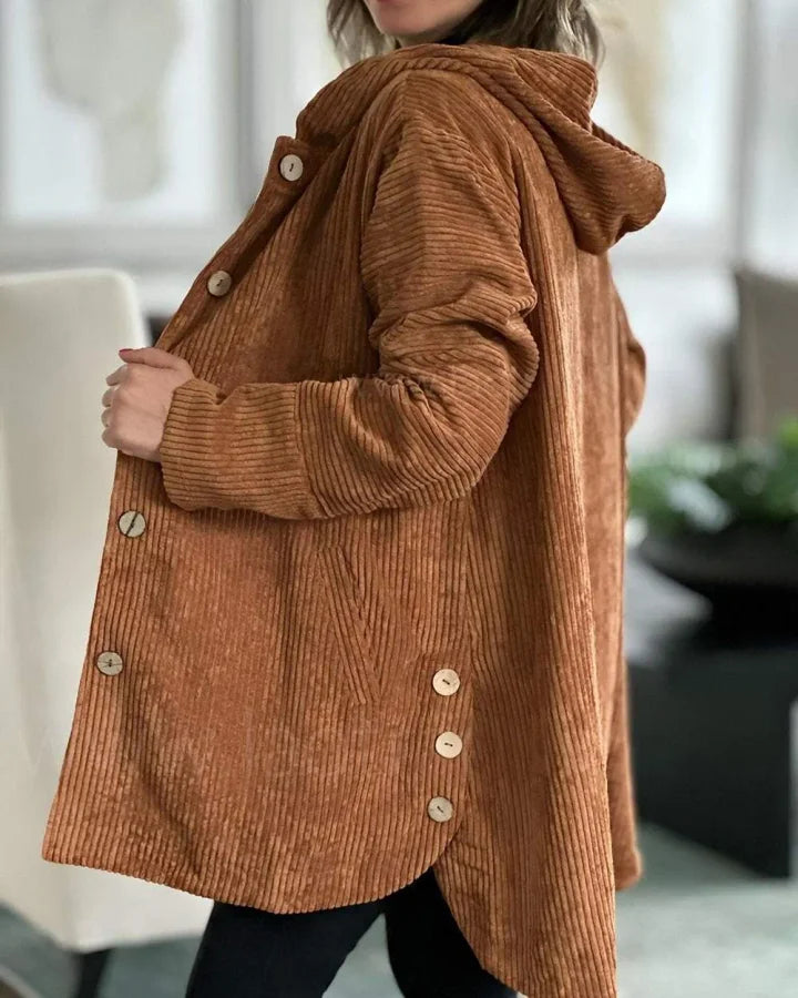Women's Casual Corduroy Hooded Jacket