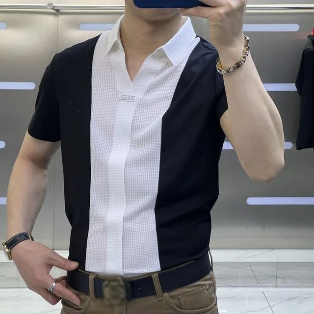 Men's casual short-sleeved cotton dress shirt