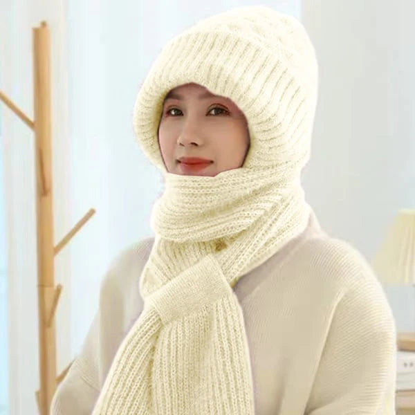 Women’s Windproof Fleece-Lined Hat and Scarf with Ear Protection