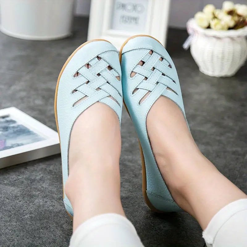 Cross Strap Flat Loafers