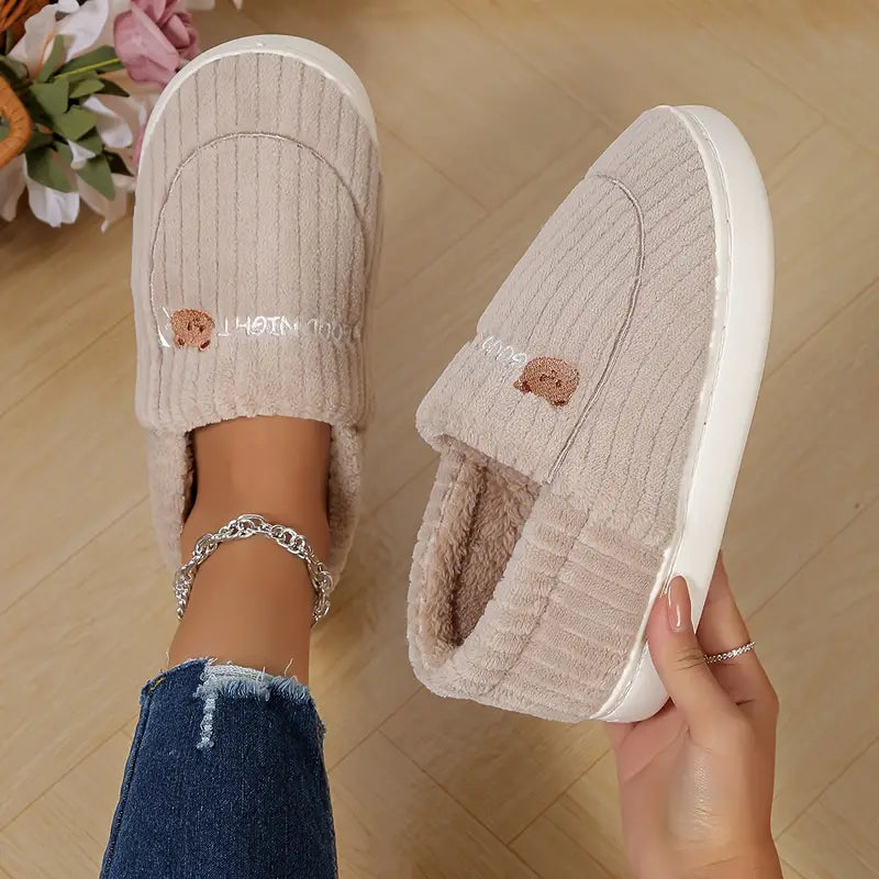 Soft Sole Cozy Slip-On Slippers, Non-Slip Plush Indoor Shoes