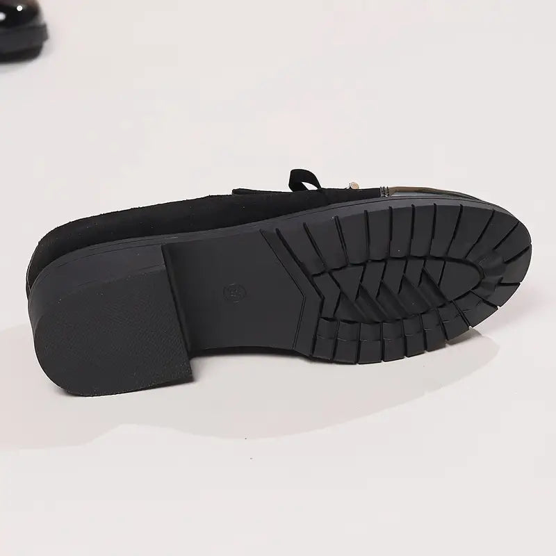 Women's Bowknot Decor Chunky Heel Loafers