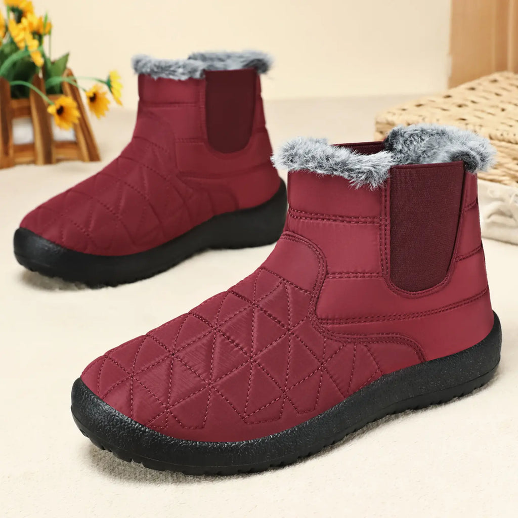 Women’s Fleece-Trim Quilted Winter Ankle Boots