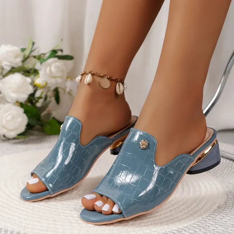 😍Last Day 50% OFF😍 - Women's Fashion Open Toe Chunky Heel Leather Sandals