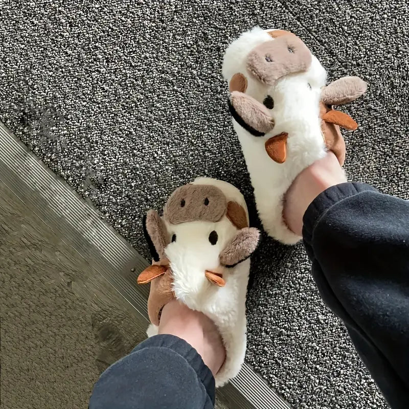 Women’s Plush Cow Indoor Slippers