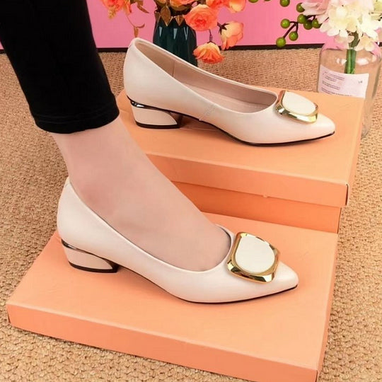 Women’s Pointed-Toe Low-Heel Slip-On Work Shoes