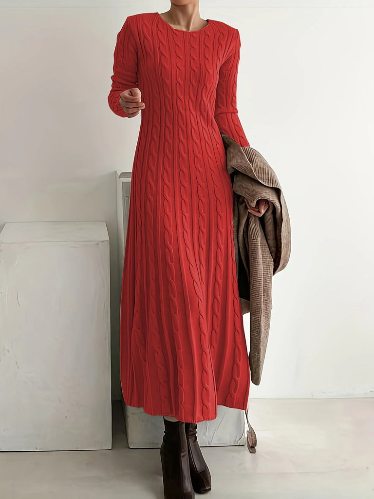 Women’s Elegant Cable Knit Maxi Dress
