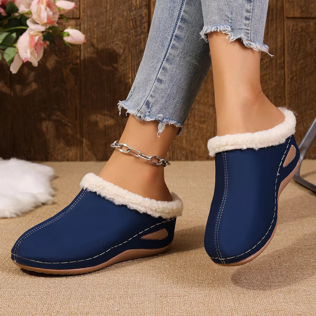 Women’s Cozy Faux Fur Lined Wedge Slippers