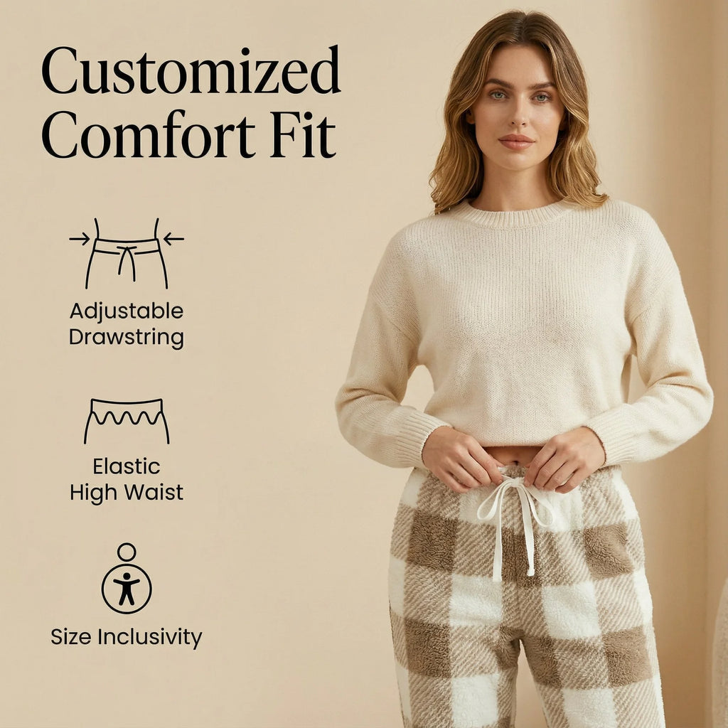 Women’s Vintage Plaid Fleece-Lined Winter Trousers