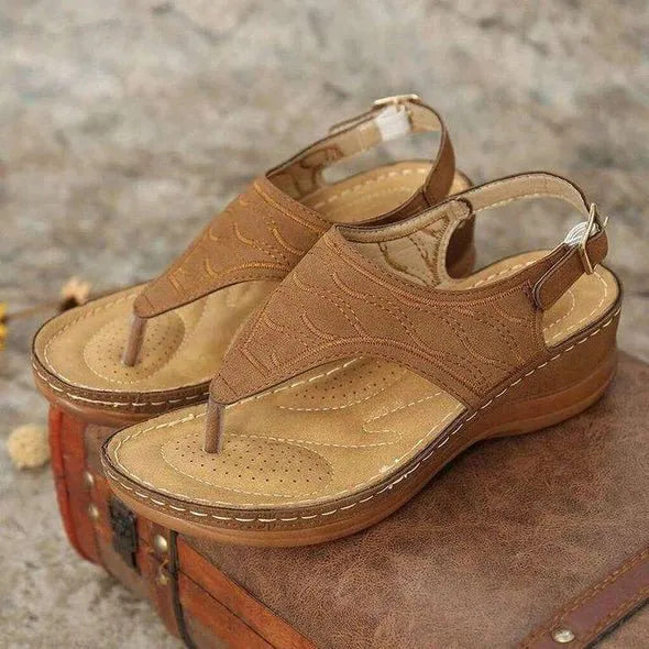Embroidered Orthopedic Wedge Sandals