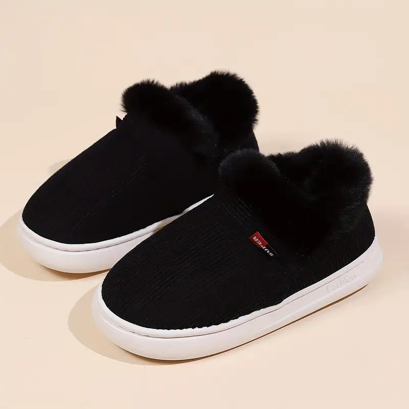 Unisex Warm Booties with Plush Lining - Non-Slip & Durable