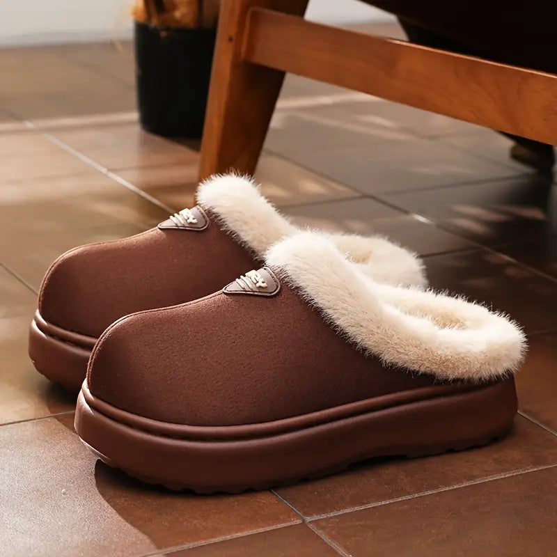 Unisex Fluffy Lined Slippers with EVA Sole