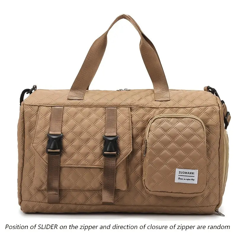 Spacious Argyle Nylon Travel Duffle Bag