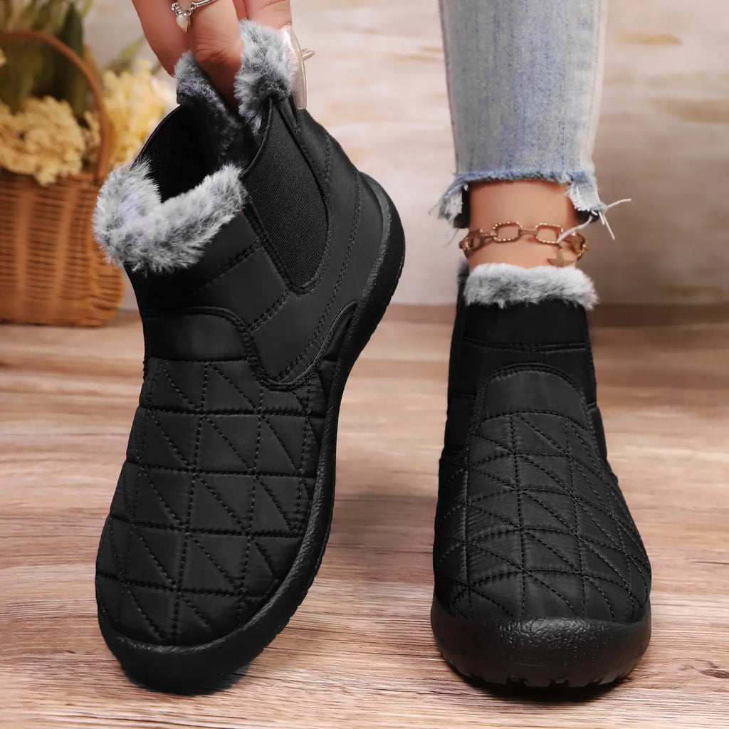 Women’s Fleece-Trim Quilted Winter Ankle Boots