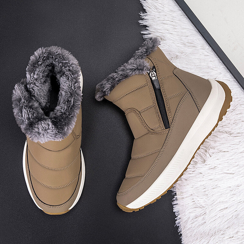 Men’s Fur-Lined Easy-Zip Waterproof Puffer Snow Boots