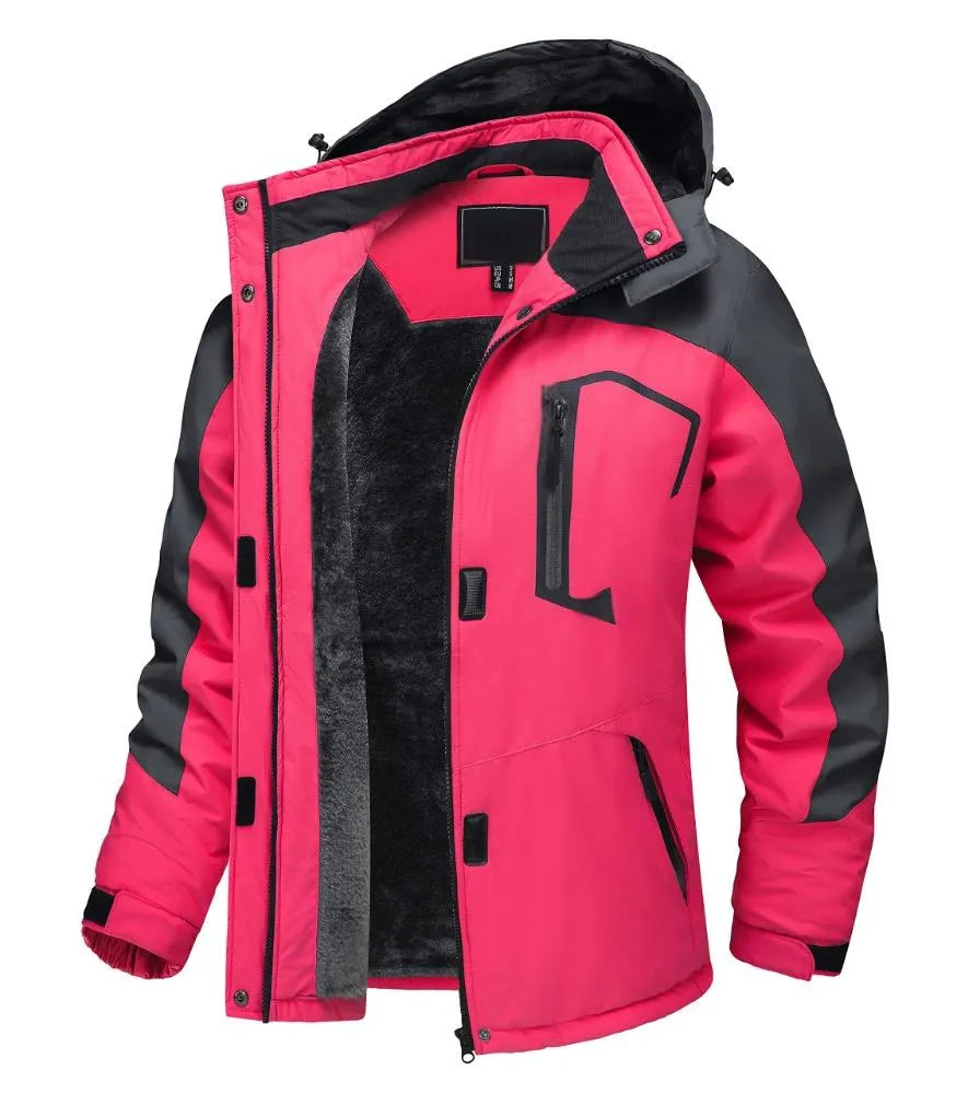 Women’s Waterproof Fleece-Lined Ski Jacket with Detachable Hood