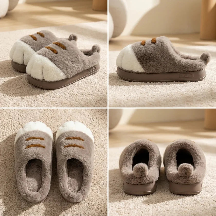 Cat Paw Plush House Slippers