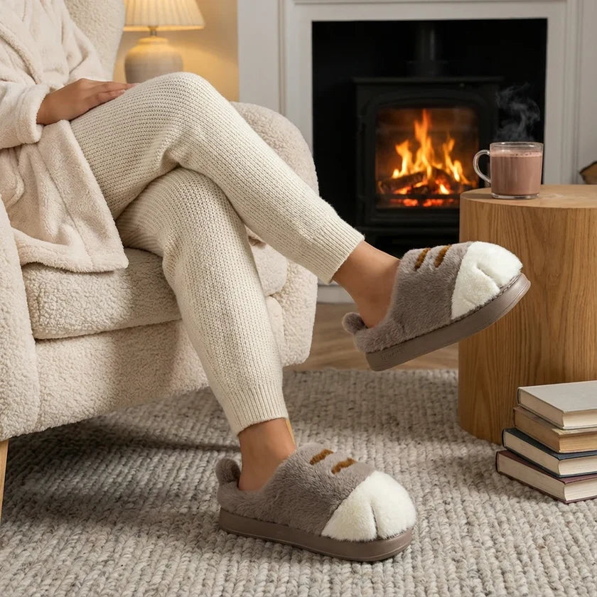 Cat Paw Plush House Slippers