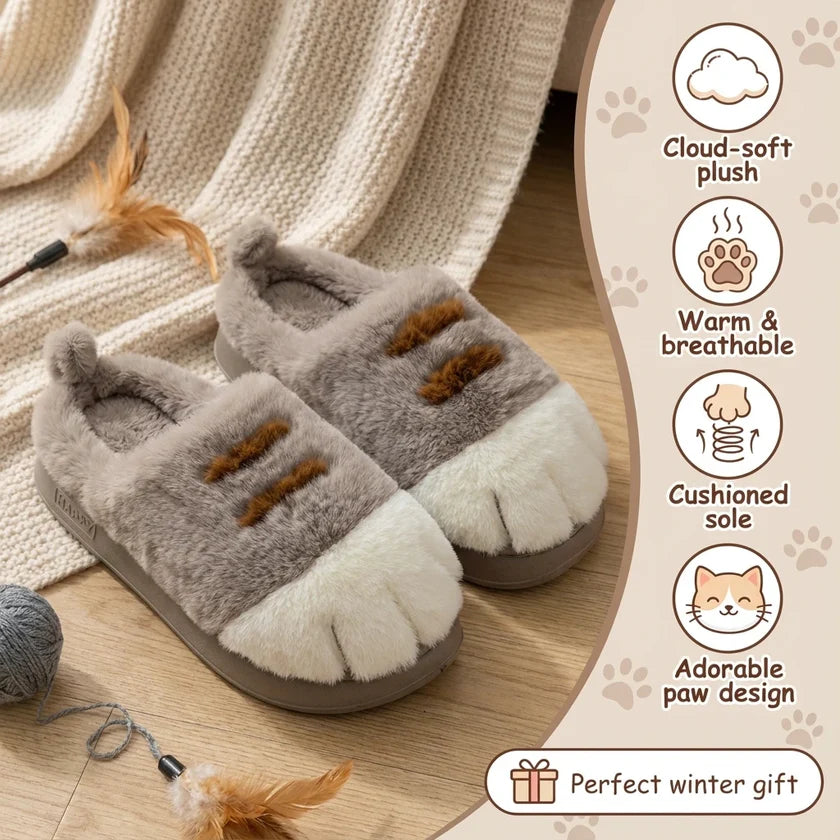 Cat Paw Plush House Slippers