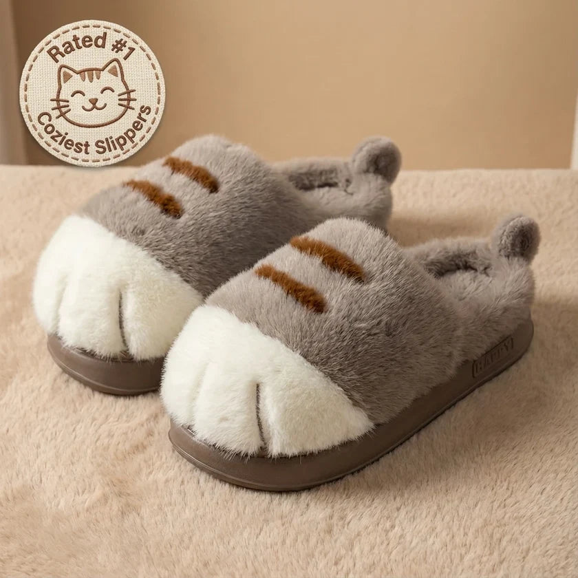 Cat Paw Plush House Slippers