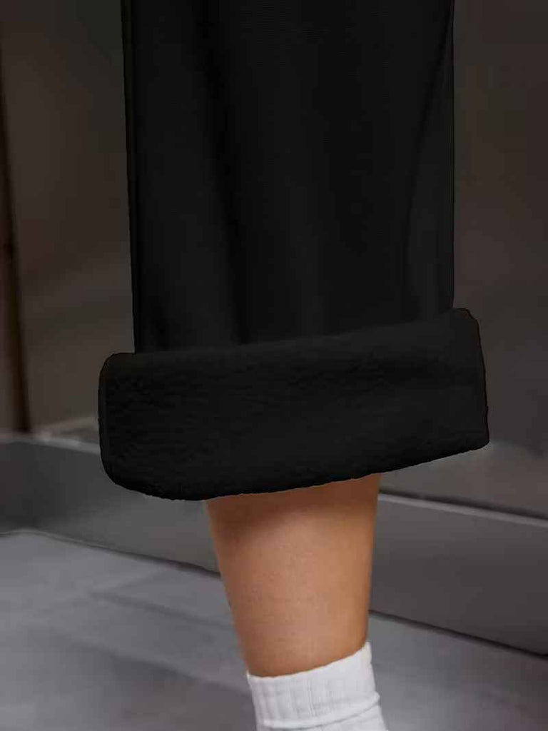 Women’s Fleece-Lined Straight-Leg Drawstring Winter Trousers