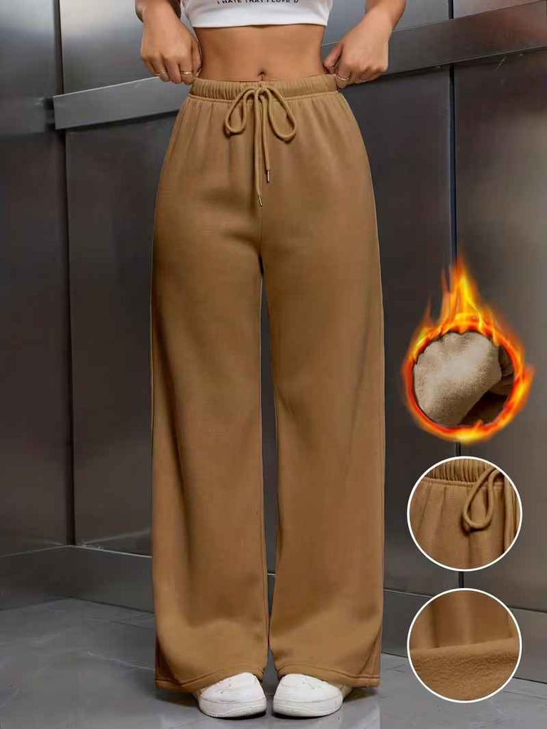 Women’s Fleece-Lined Straight-Leg Drawstring Winter Trousers