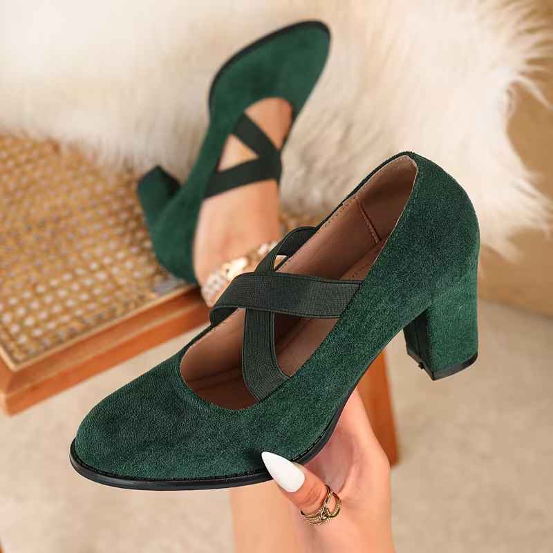 Women’s Classic Strap Round-Toe All-Season High Heel Shoes