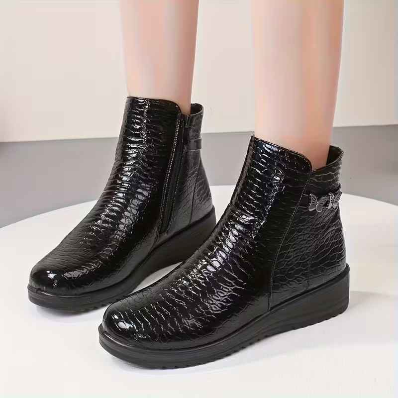 Women’s Winter Chunky Platform Side-Zip Arch Support Ankle Boots