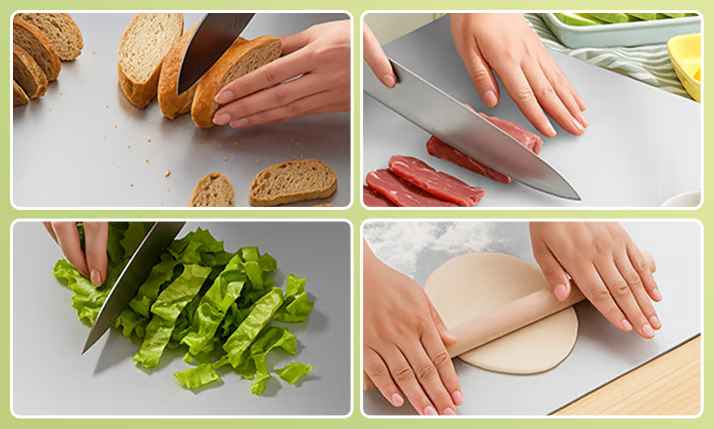 Planche à découper de cuisine en acier inoxydable non poreux