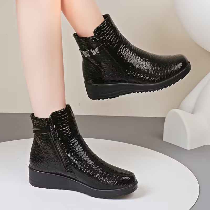Women’s Winter Chunky Platform Side-Zip Arch Support Ankle Boots