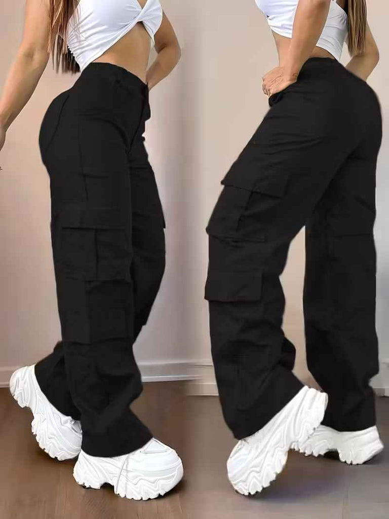 Women’s Y2K Street-Style Elastic-Waist Cargo Trousers