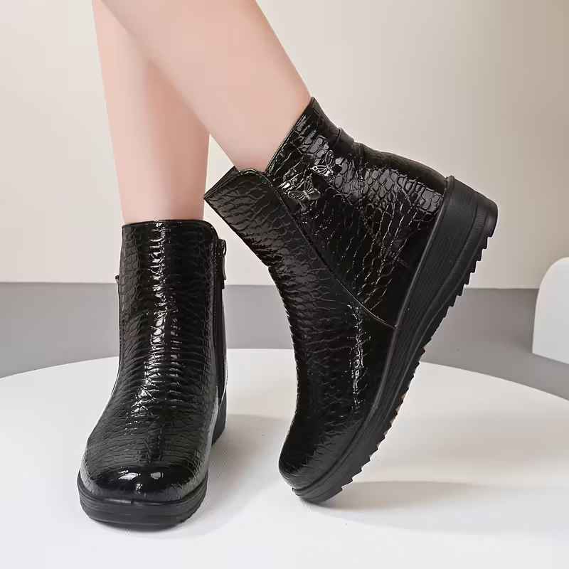 Women’s Winter Chunky Platform Side-Zip Arch Support Ankle Boots