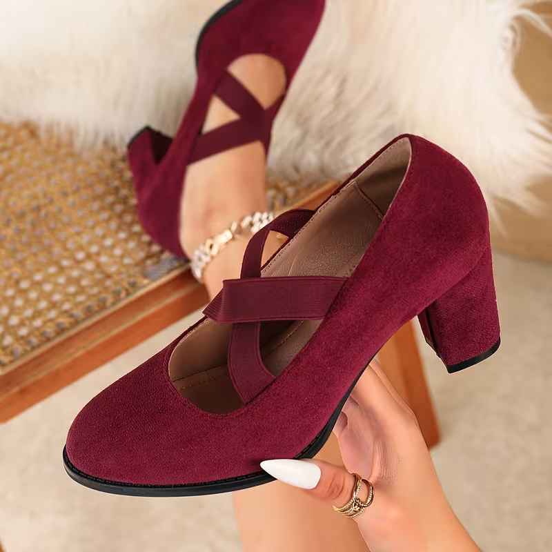 Women’s Classic Strap Round-Toe All-Season High Heel Shoes